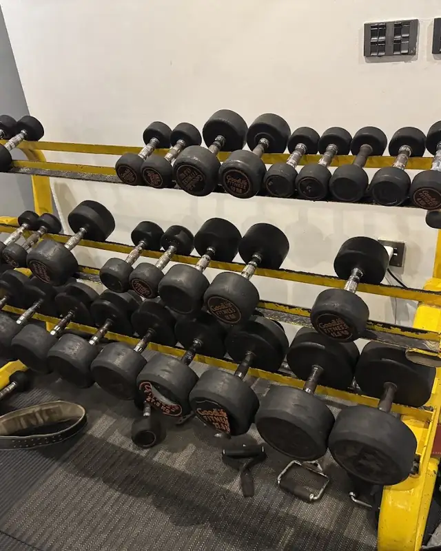 Yellow dumbbell rack